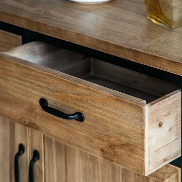 Industrial Natural Solid Wood Cabinet with Shelf and 2 Doors