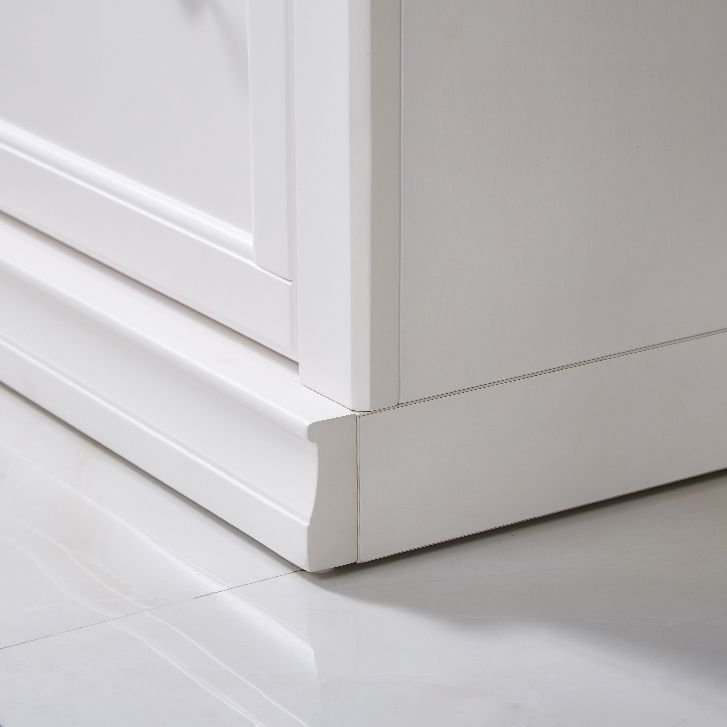 White Vertical Standard Bookcase Solid Wood Bookshelf with Glass Doors