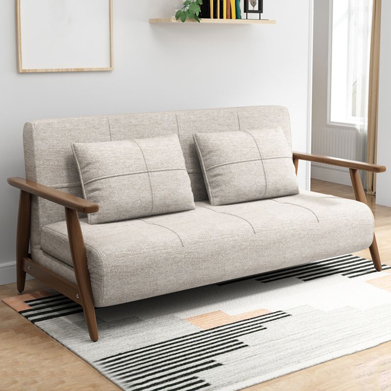 Convertible Cotton Blend and Faux Leather Modern Sofa Bed in Brown