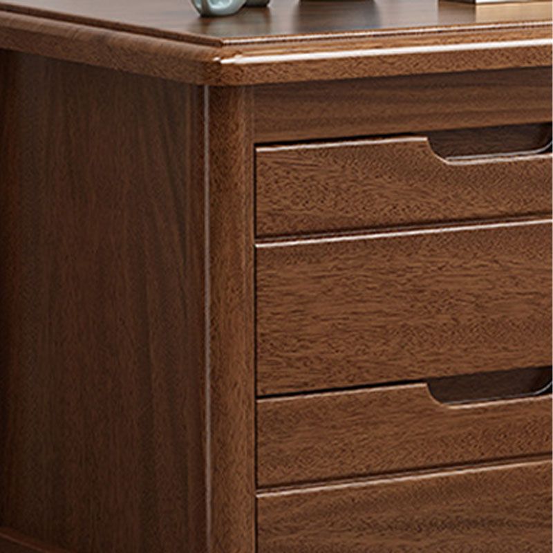 Solid Wood Bed Nightstand Traditional Night Table with 2 Drawers