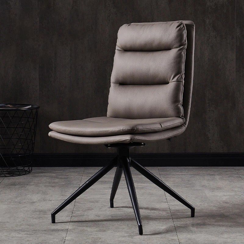 Contemporary Dining Room Side Chairs Matte Finish Leather Parsons Armless Chair