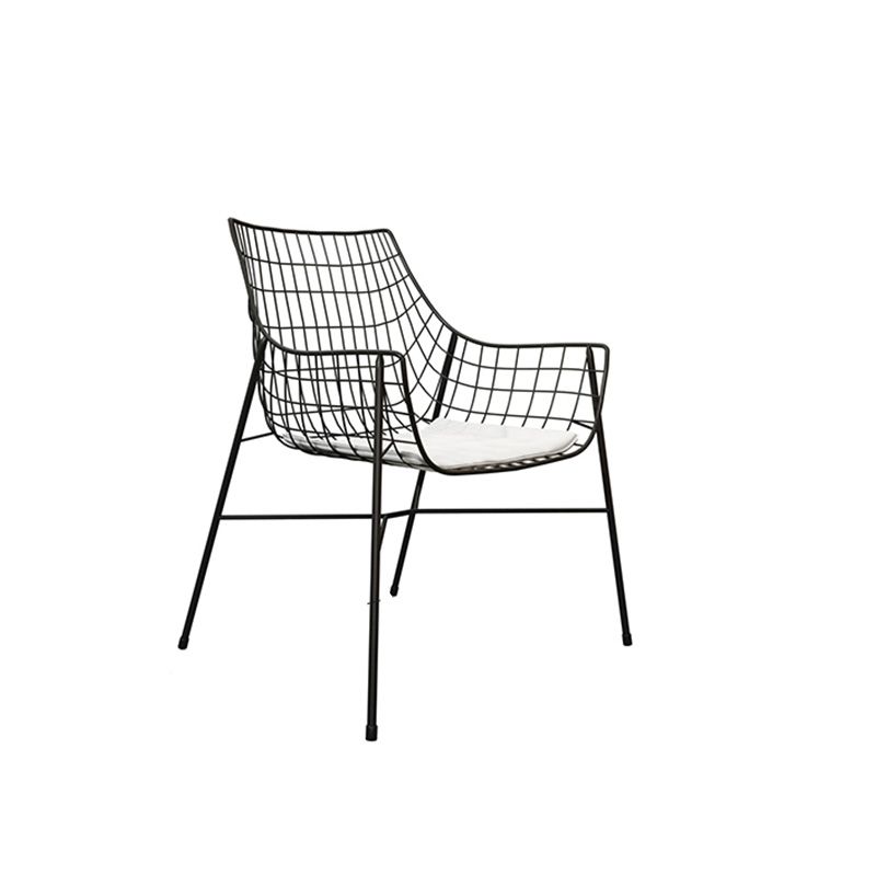 Iron Dining Side Chair with Water Repellent Finish Cushion Modern Dining Side Chair