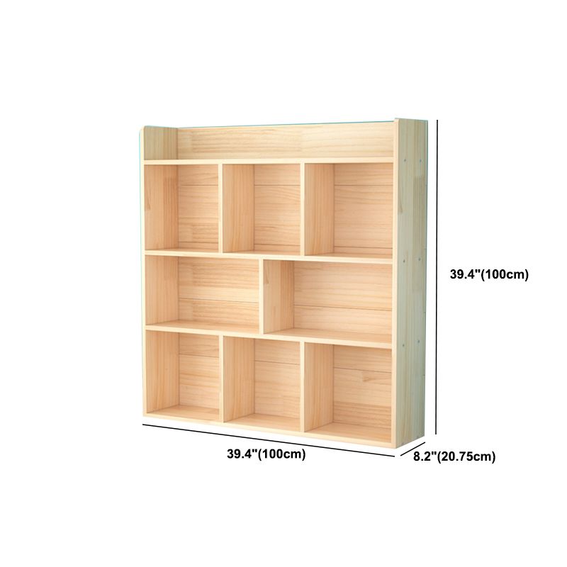 Mid-Century Modern Natural Bookcase Wooden Standard Bookshelf with Closed Back