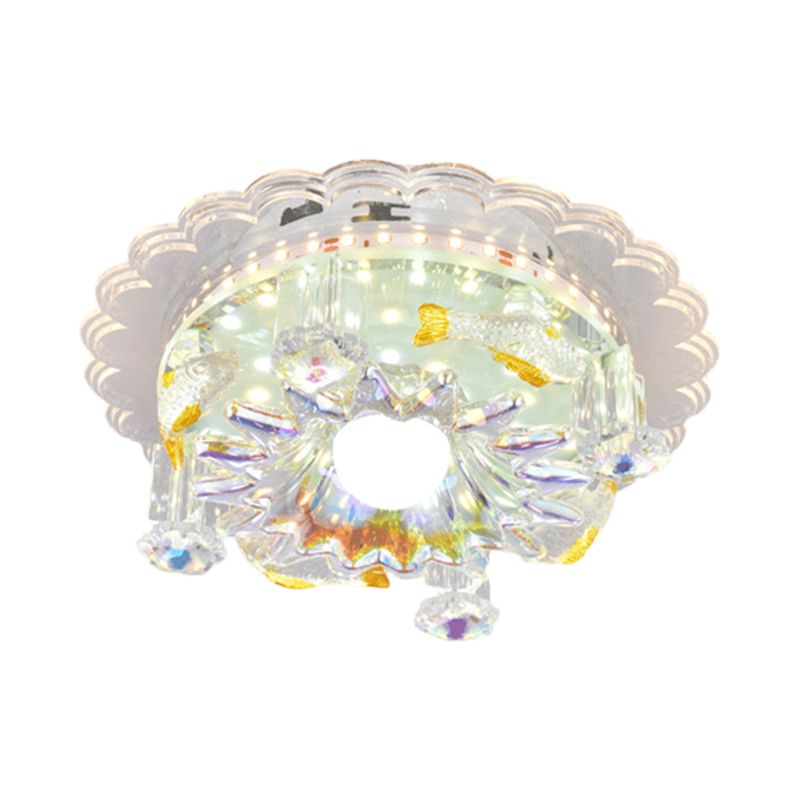 5-Light Flush Mount Leuchtenbefestigung Minimal Rund/Quadratisch Klare Kristall Deckenmontage mit Blumengattung