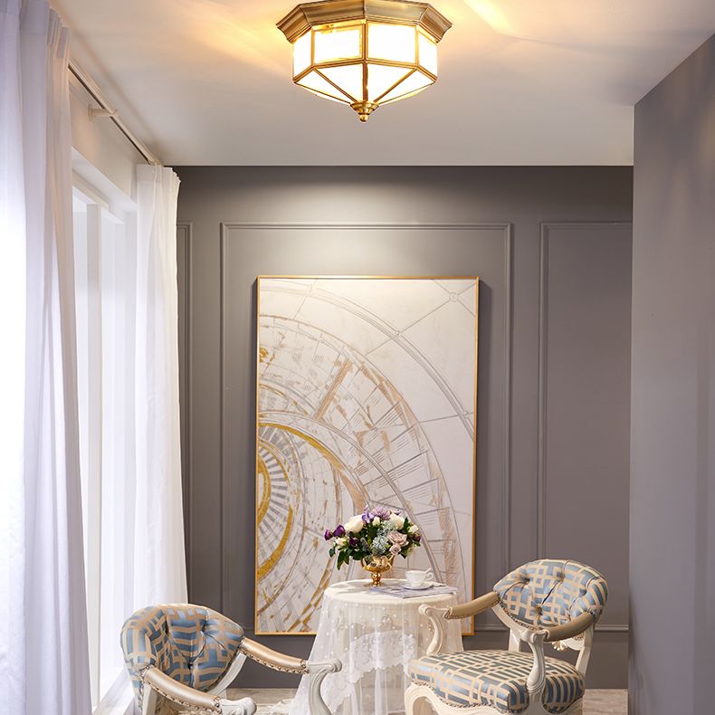 Dispositivo de fijación del techo interior de cobre de la colonia de lámparas de techo geométrico de vidrio esmerilado