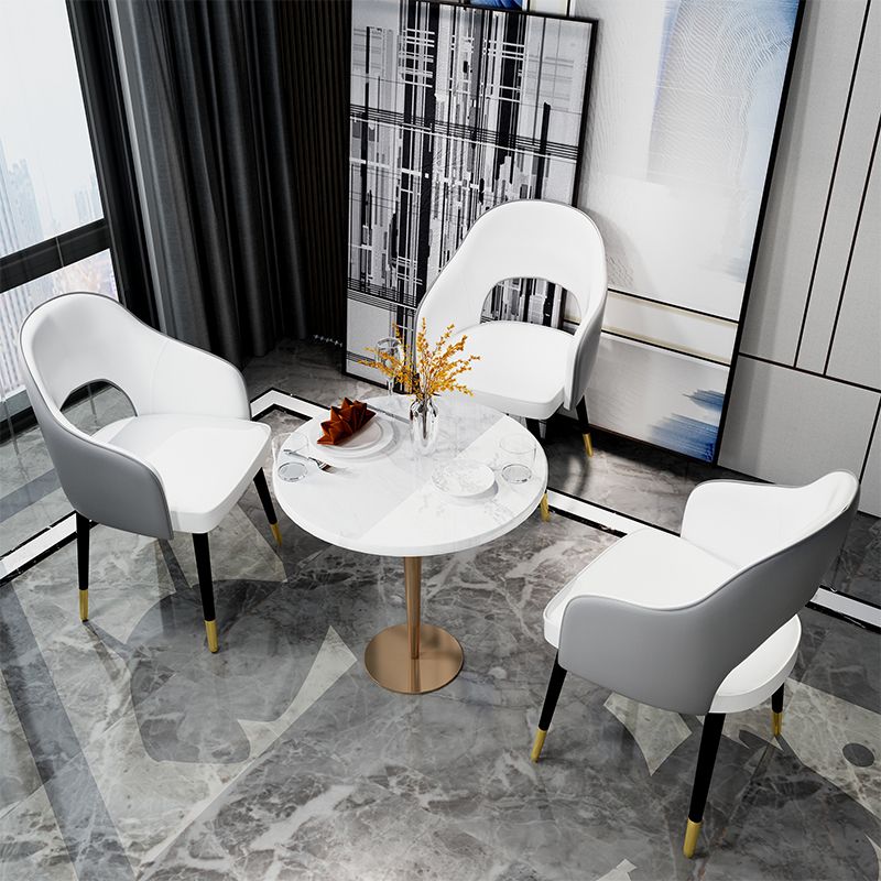 Sillas de comedor de estilo nórdico, sillas laterales con brazos y patas de metal para cocina