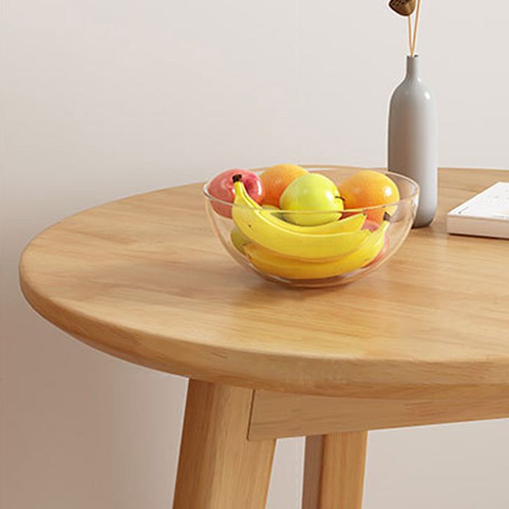 Round Solid Wood Coffee Table Nordic 3 Legs Cocktail Table Set