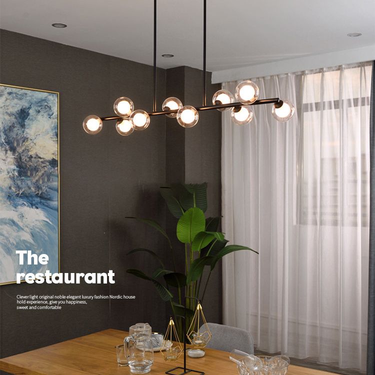 Sphere Island Chandelier Light Simplicity Style Glass Dinning Room Island Light Fixture