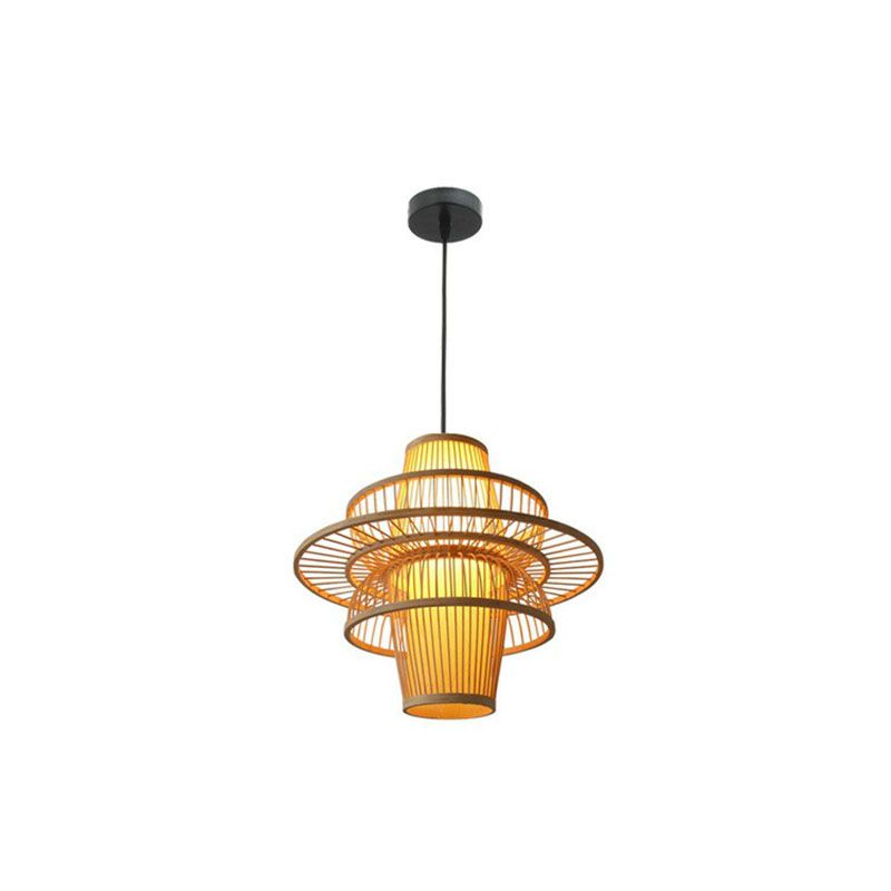 Bambus Lotusform hängende hängende leichte kreative asiatische 1-Kopf-Holzdecke Anhängerlampe