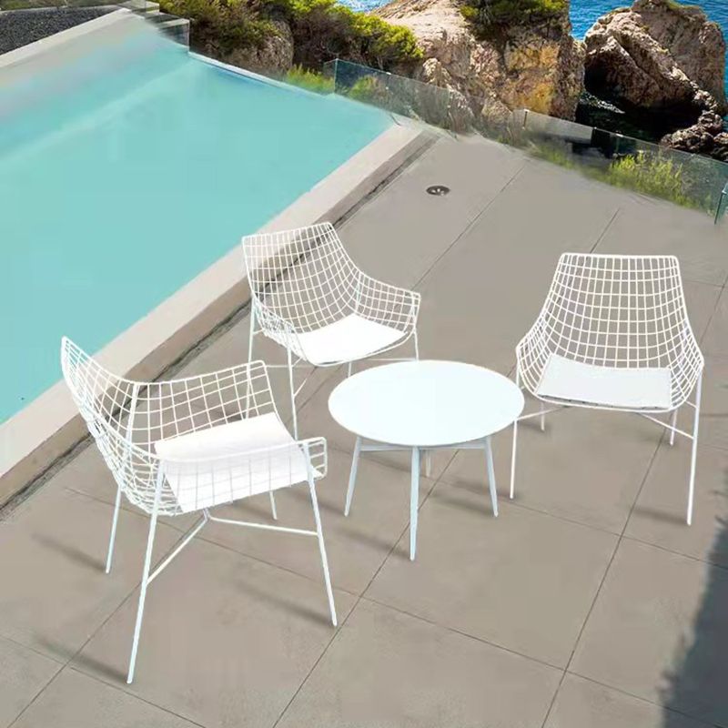 Industrial Rust Resistant Armed Chairs No Natural Variation Metal Dining Armchair