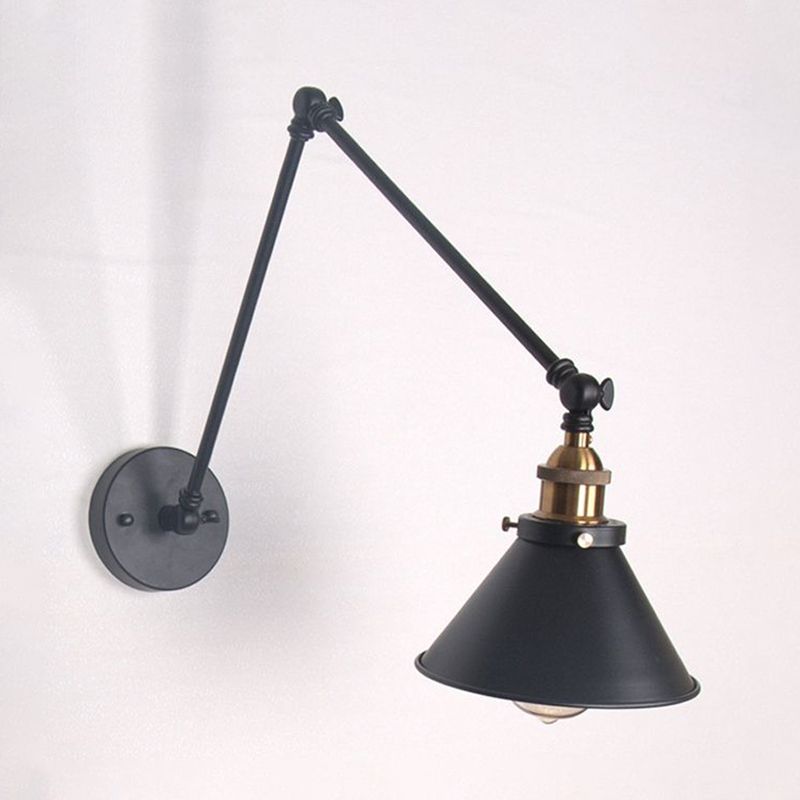 1 leichte verstellbare Wandlampe mit Kegelschatten Metall Retro -Indoor -Wandleuchten in Schwarz/Weiß