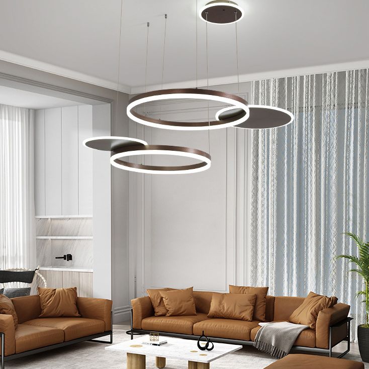 Circles Hanging Pendant Light Minimalistic Living Room LED Chandelier Pendant Light