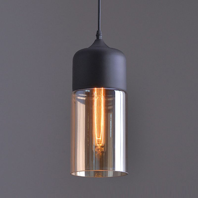 Geometric Hanging Lights Industrial Style Glass 1 Light Pendant Light Kit in Black