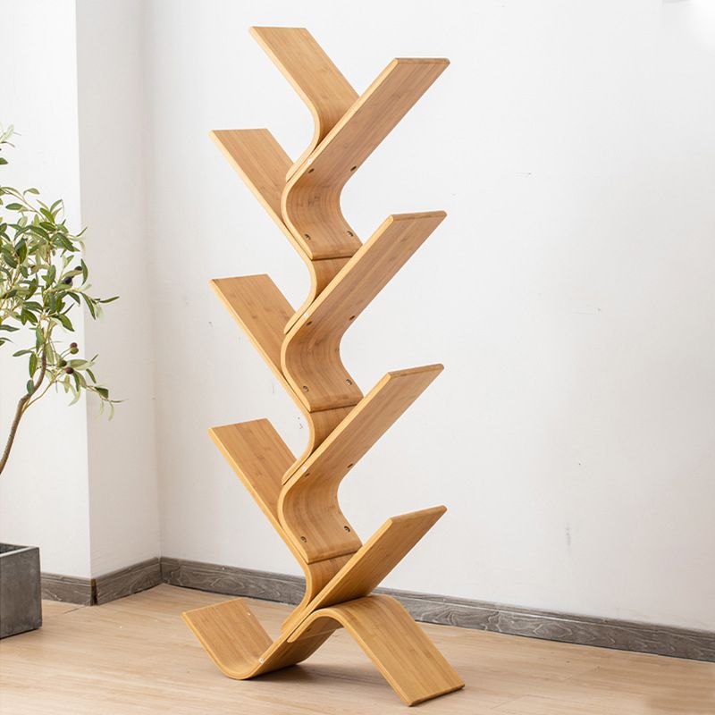 Geometry Bamboo Bookshelf Modern Bedroom Bookcase with Shelf 23.2" W X 8" D
