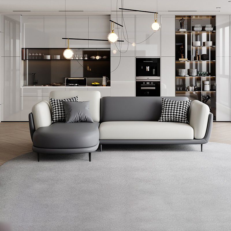 37.8 " H Faux Leather Flared Arm Sofa & Chaise for Living Room