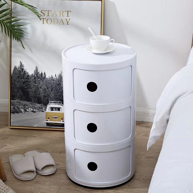 Plastic Nightstand Or End Table, Modern 2/3/4-Door Bedside Cabinet