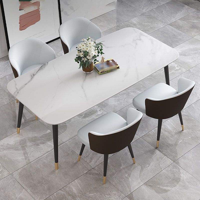 Modern Stone Rectangle Dining Table Home Kitchen Dinner Black Frame Dining Table
