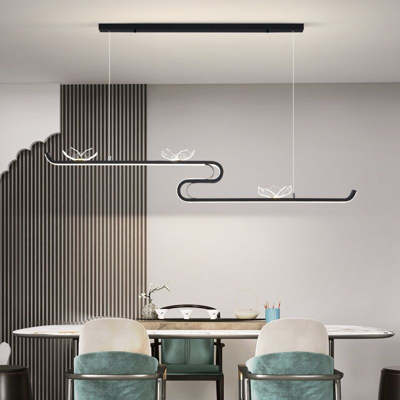 Linéaire forme d'îles lumières modernes metal 4 luminaires d'éclairage pendentif léger