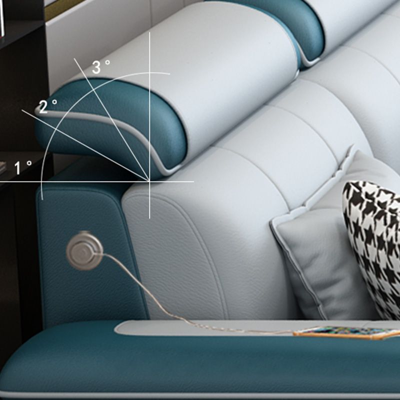 Faux Leather Pillow Top Arm Sectionals 31.5"High Cushion Back Sofa with Slipcover