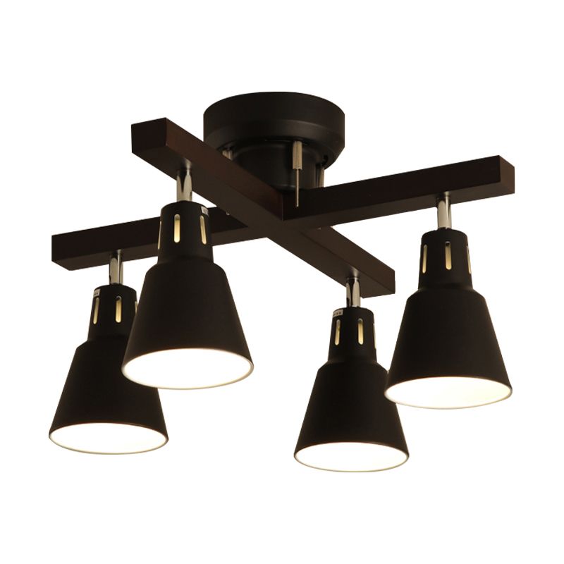 MONOCHROME BEAU SUBSEMBLE SEMI FLUX PLADIER LIGHT 4 LIGLES MODERNE METALLIQUE PLAFIQUE POUR LA CHAMBRE