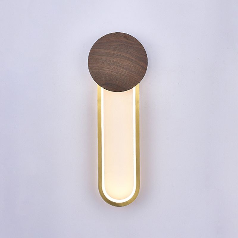 Modern LED Metal Wall Sconce Circular Shape Wall Light with Acrylic Shade for Bedroom