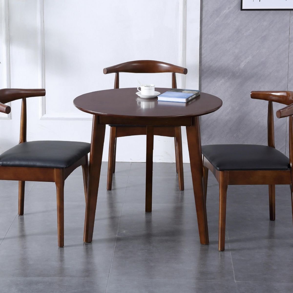 Round Dining Table Solid Wood Contemporary Style Dinner Table for Home Kitchen