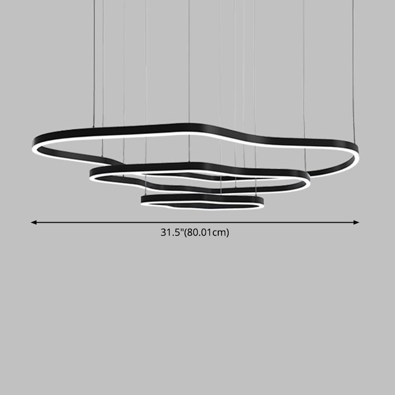 Iluminación moderna de comedor anillos múltiples accesorios de iluminación de araña