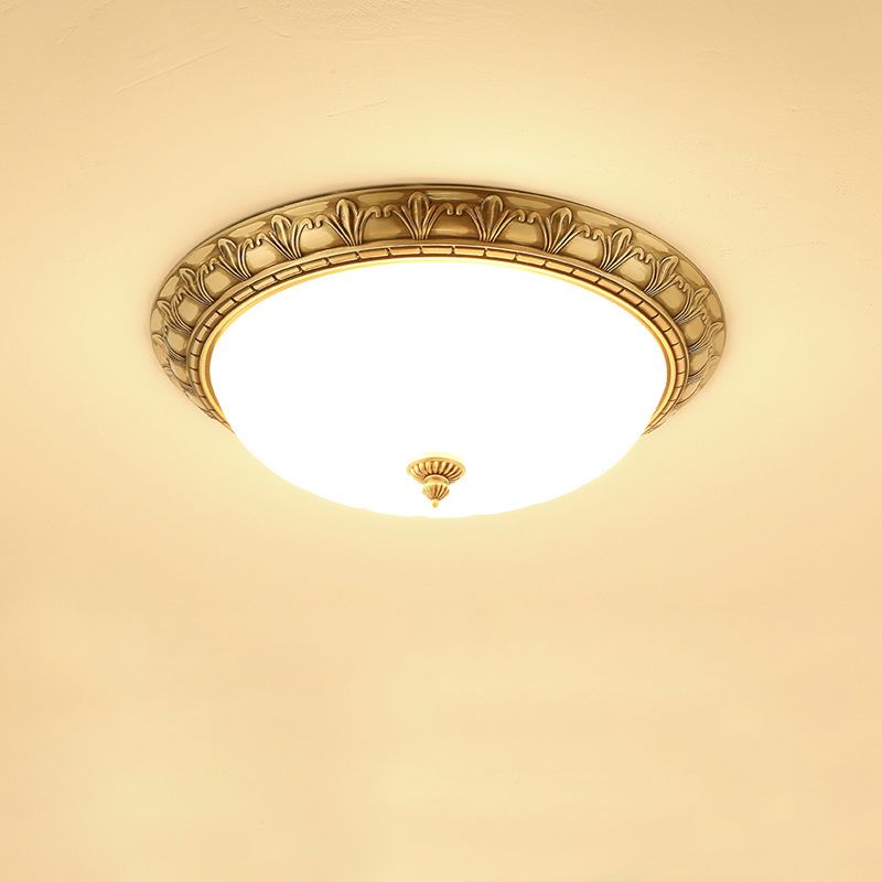 Traditional Glass 1-Light Flush Light Bowl Ceiling Mounted Light for Bedroom