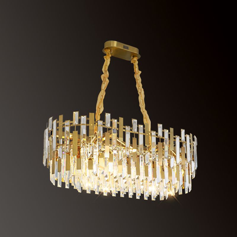 Geometria in stile contemporaneo forma isola luci di cristallo isola illuminazione in oro