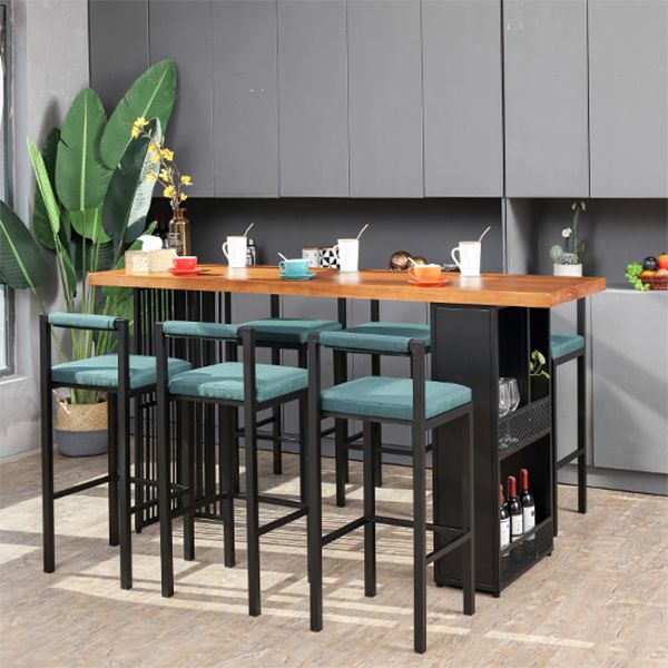 Indoor Solid Wood Bar/Dinette Table with Storage Rectangle Industrial Bar Table