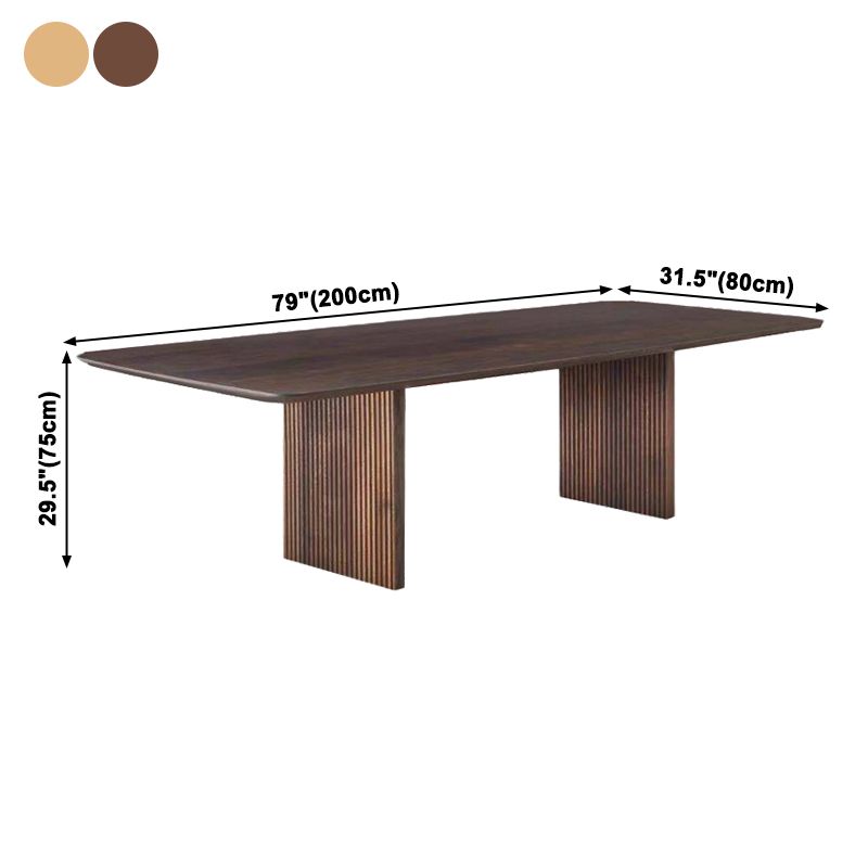 Simplicity Rectangle Dining Table Pine Solid Wood Table with Double Pedestal