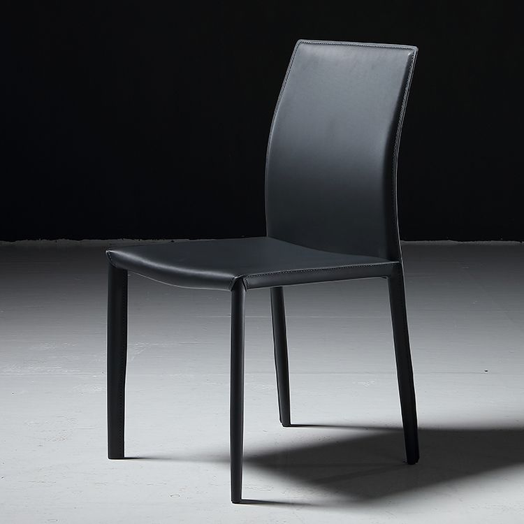Industrial Side Chair Solid Back Metal Dining Chair for Indoor