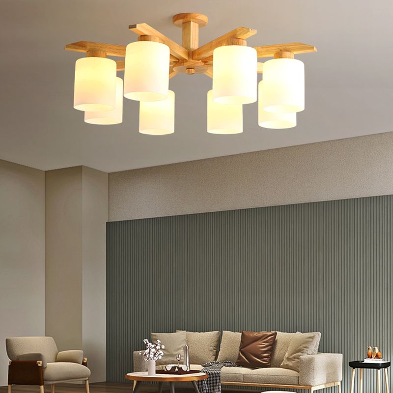 Moderne Flush -Leuchten Holzzylinder Flush Mount Lampe in Braun für Wohnzimmer