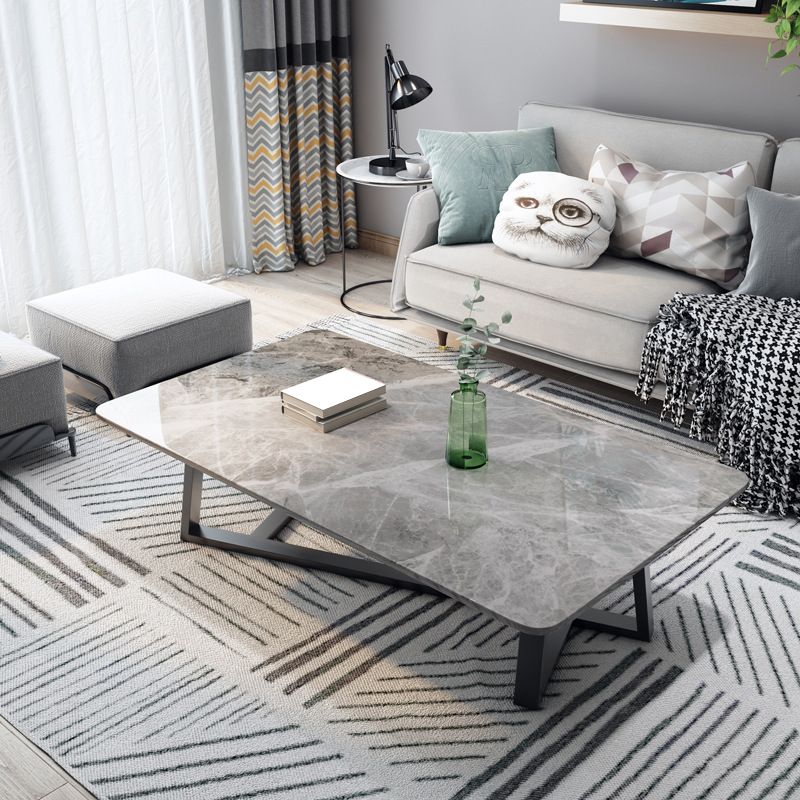 Slate Coffee Table Rectangular Open Shelf Minimalist Coffee Table