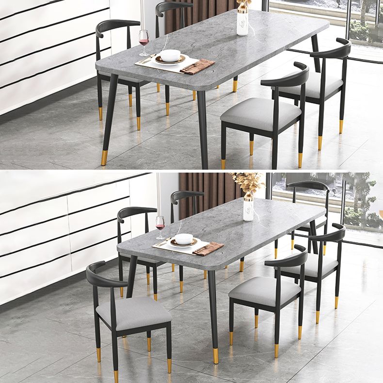 Minimalist Sintered Stone Top Standard Dining Table Set White Rectangle Dining Set for Kitchen