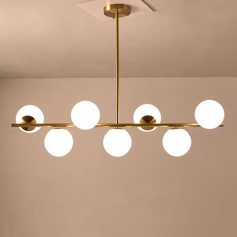 Brass 7-Light Island Light in Modern Luxury Style Copper Globe Pendant Light for Dining Room
