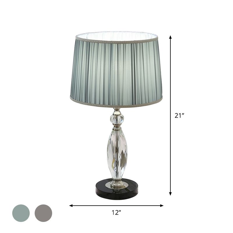 Minimalisme 1 bol bureaulamp met stofschaduw grijs/blauwe trommel nachtkastje licht met heldere kristallen basis voor salon