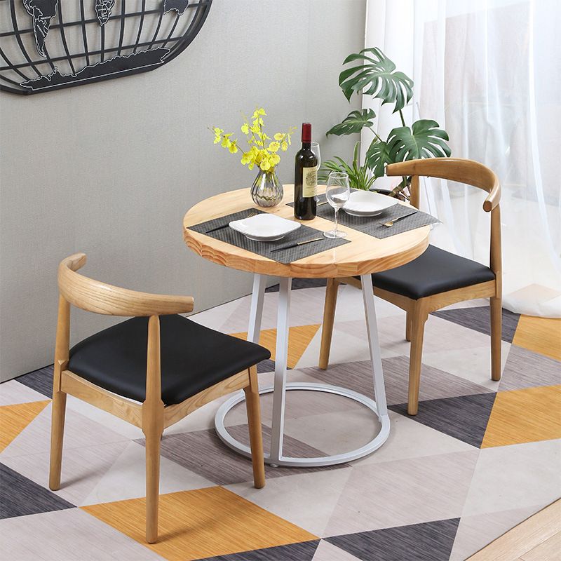 Modern Style Round Solid Wood Dining Set 1/2/3/4/5 Pieces Dining Set for Dining Areas