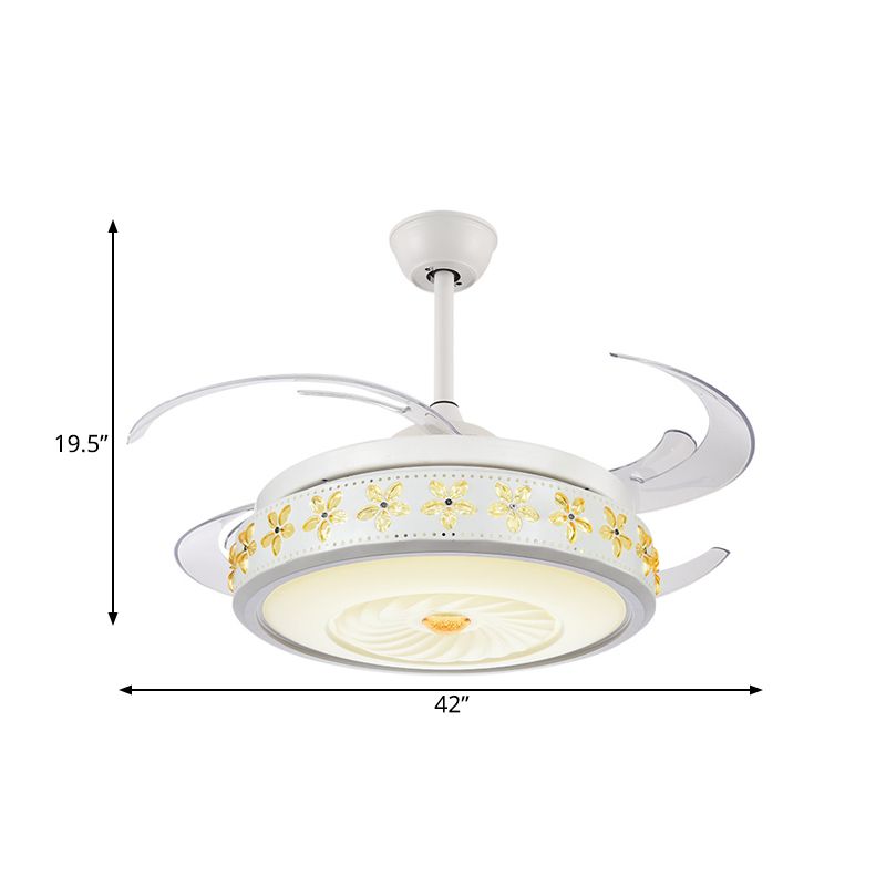 Cercle de lampe à fans blanc métallique LED 42 "LECONS DE PLADIER MODIFICATIVE MODERNE MODERNI