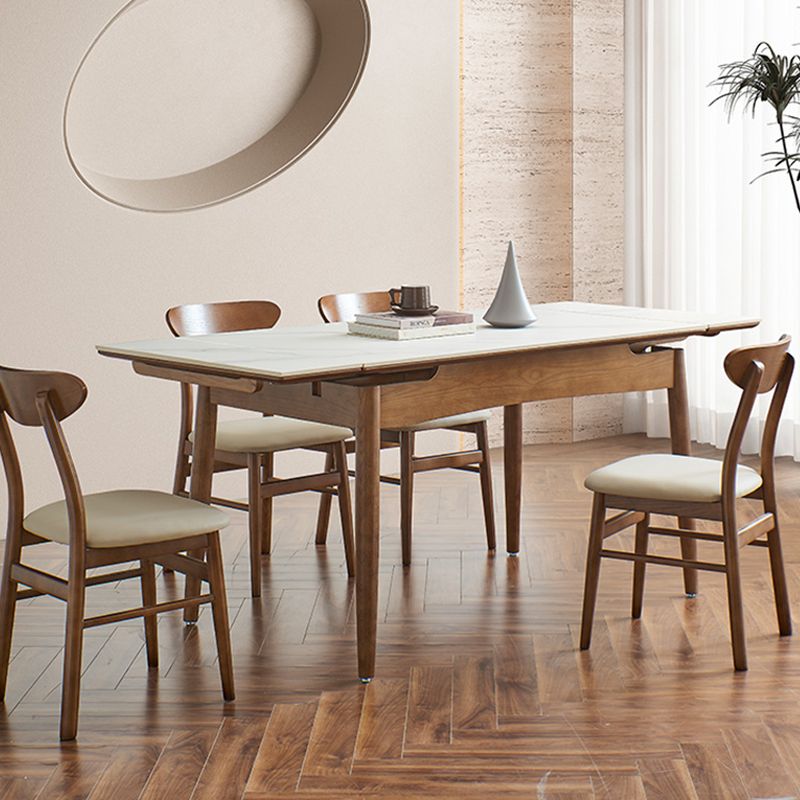 Modern Rectangle Dining Table Stone Top Extension Dining Table