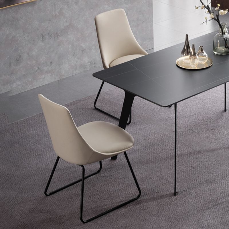 Brown and Beige Dining Chairs Contemporary Armless Dining Side Chair