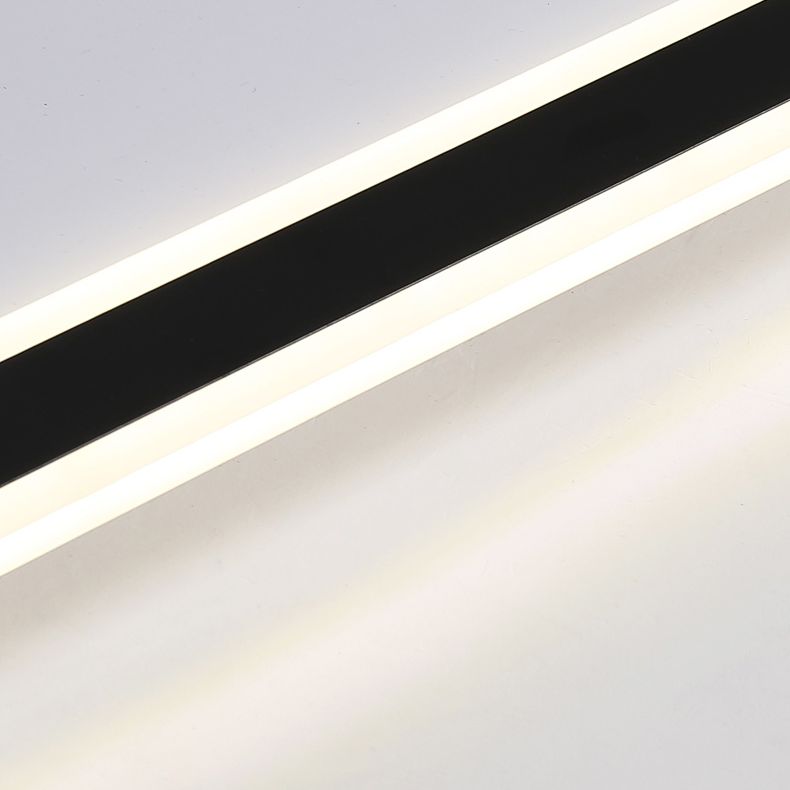 Black New Modern LED Flush Mount Rectangular Living Room Ceiling Light Fixture with 4 Spotlights