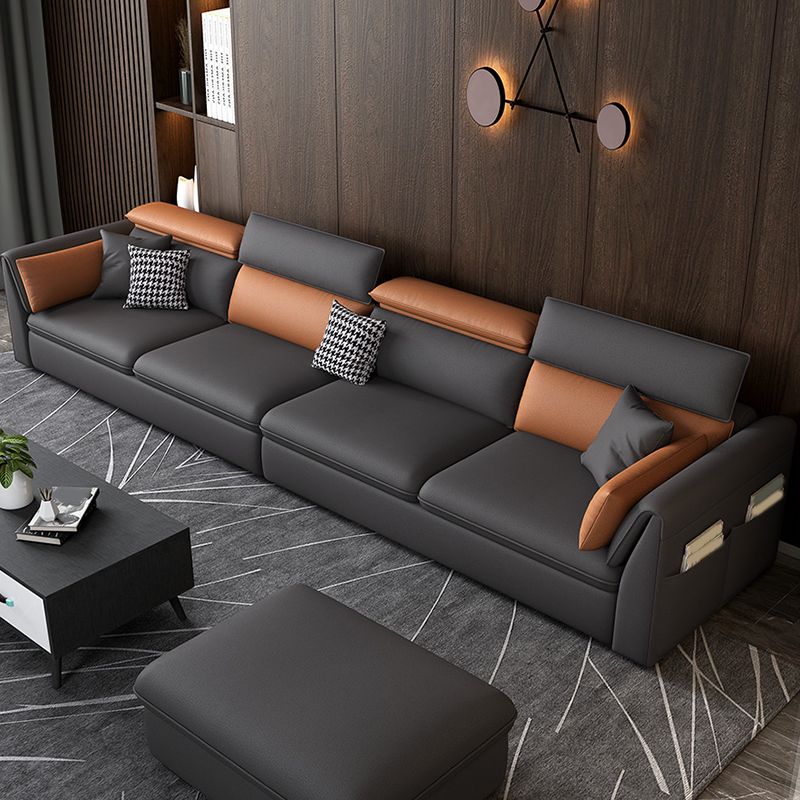 Faux Leather Sectional Sofa with Storage Stain-ResistanSofa with Cushion Back