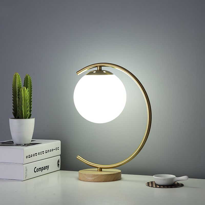 Ultra-modern Simplicity Globe Table Lamp White Glass Nightstand Lamp for Bedroom