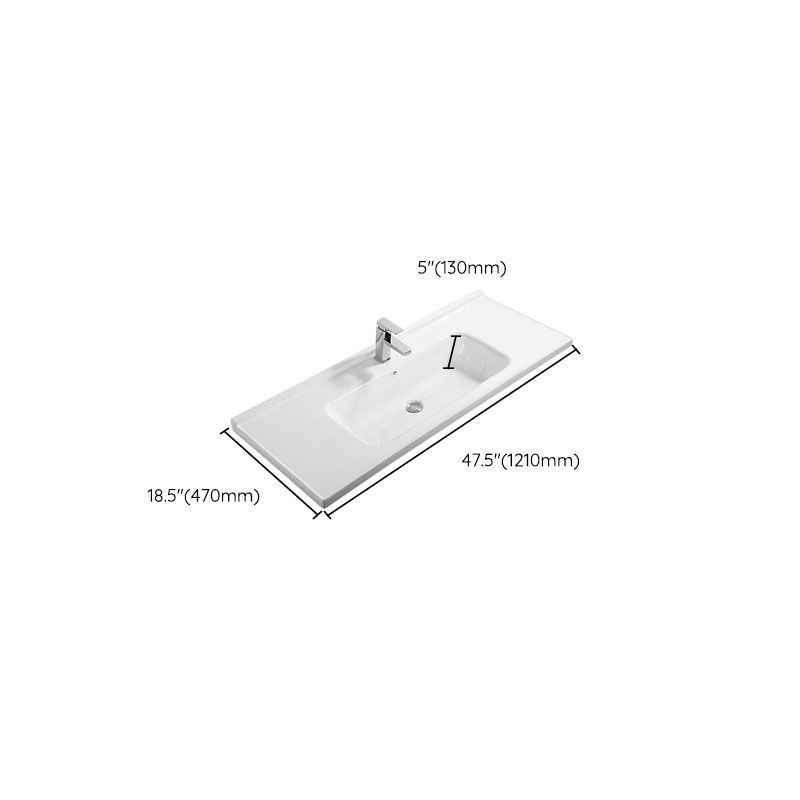 Modern White Bathroom Sink Rectangular Ceramic Bathroom Sink