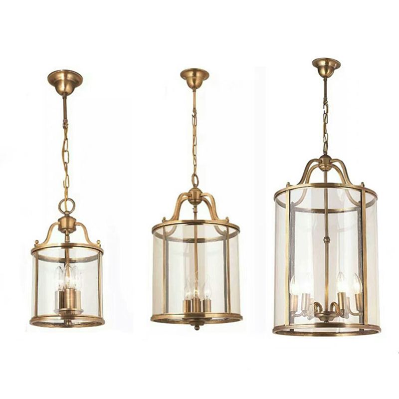 Cylinder Chandelier Light Fixture Traditional Glass Pendant Lighting for Restaurant