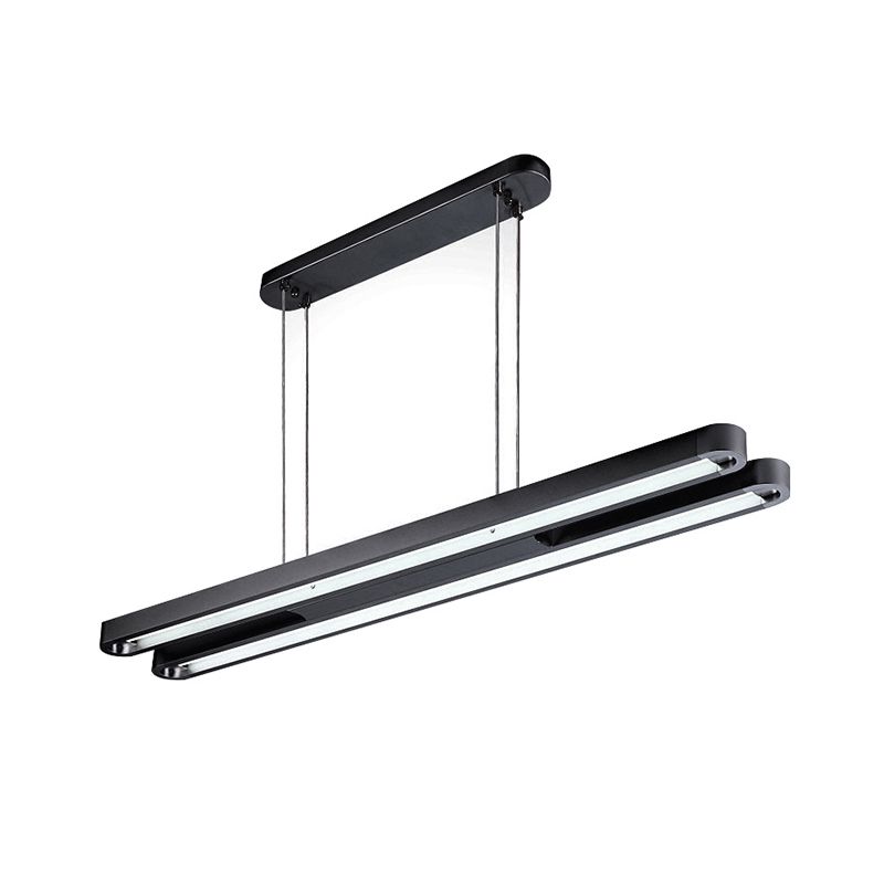 Längliche ovale Metallanhänger Beleuchtung zeitgenössischer LED schwarz hängende Deckenlicht in weiß/warmem/natürlichem Licht