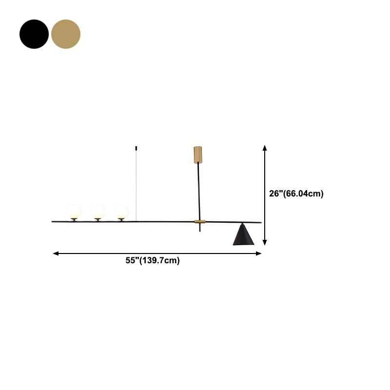 Metal Modern Ceiling Light Geometric Shape Island Light with Glass Shade for Living Room