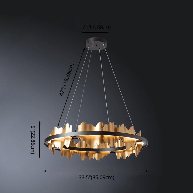 Lampada sospesa con il cerchio di bla lampadario a sospensione di ferro nero oro contemporaneo