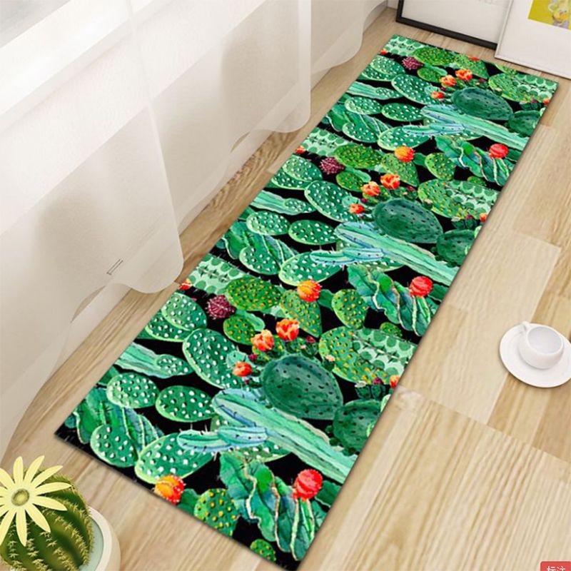 Green Modern Carpet Polyester Plant Carpet Non-Slip Backing Area Carpet for Living Room